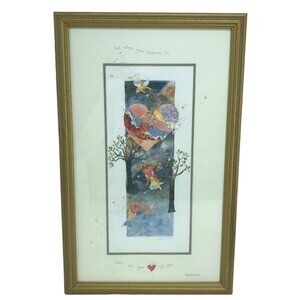 Framed Watercolor Painting Hearts &Angel "There Your Heart Will Be" Matthew 6:21